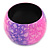 Chunky Wide Bright Pink/ Purple Marble Effect Wood Bangle Bracelet - 18cm L/ Medium - view 2
