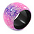 Chunky Wide Bright Pink/ Purple Marble Effect Wood Bangle Bracelet - 18cm L/ Medium - view 3