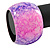 Chunky Wide Bright Pink/ Purple Marble Effect Wood Bangle Bracelet - 18cm L/ Medium - view 4