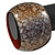 Chunky Wide Brown/ Black Marble Effect Wood Bangle Bracelet - 19cm L/ Large - view 3