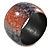 Chunky Wide Black/ Red Marble Effect Wood Bangle Bracelet - 20cm L/ Large - view 3