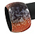 Chunky Wide Black/ Red Marble Effect Wood Bangle Bracelet - 20cm L/ Large - view 4