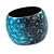 Chunky Wide Teal Blue/ Black Marble Effect Wood Bangle Bracelet - 17cm L/ Medium - view 3
