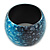 Chunky Wide Teal Blue/ Black Marble Effect Wood Bangle Bracelet - 17cm L/ Medium - view 4