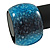 Chunky Wide Teal Blue/ Black Marble Effect Wood Bangle Bracelet - 17cm L/ Medium - view 5