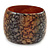 Chunky Wide Black/ Orange Marble Effect Wood Bangle Bracelet - 19cm L - view 2