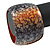 Chunky Wide Black/ Orange Marble Effect Wood Bangle Bracelet - 19cm L - view 4