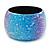 Chunky Wide Light Blue/ Purple Marble Effect Wood Bangle Bracelet - 19cm L - view 2