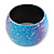 Chunky Wide Light Blue/ Purple Marble Effect Wood Bangle Bracelet - 19cm L - view 3