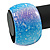 Chunky Wide Light Blue/ Purple Marble Effect Wood Bangle Bracelet - 19cm L - view 4