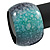 Chunky Wide Teal Green/ Black Marble Effect Wood Bangle Bracelet - 17cm L/ Medium - view 4