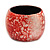 Chunky Red/ White Marble Effect Shell Bangle Bracelet - 17cm L/ Medium - view 2