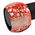 Chunky Red/ White Marble Effect Shell Bangle Bracelet - 17cm L/ Medium - view 4