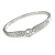 Statement Crystal, Round Cz Bangle Bracelet in Polished Silver Tone Metal - 19cm L - view 5