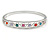Multicoloured Crystal Floral Bangle Bracelet In Polished Silver Tone - 19cm L - view 3
