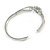 Show Off Crystal, Princess Cut Cz Bangle Bracelet with Twirl Detailing in Polished Silver Tone Metal - 19cm L - view 5