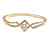 Fancy Clear Crystal, Cz Bangle Bracelet in Polished Gold Plated Metal - 19cm L - view 4