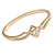 Fancy Clear Crystal, Cz Bangle Bracelet in Polished Gold Plated Metal - 19cm L - view 6