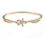 Exquisite CZ Flower Bangle Bracelet In Polished Gold Tone Metal - 18cm L - view 4