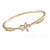 Exquisite CZ Flower Bangle Bracelet In Polished Gold Tone Metal - 18cm L - view 5