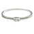 Delicate Clear Crystal Round Cut Cz Bangle Bracelet In Rhodium Plated Metal - 19cm L - view 3
