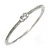 Delicate Clear Crystal Round Cut Cz Bangle Bracelet In Rhodium Plated Metal - 19cm L