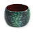 Chunky Wide Green/ Black Marble Effect Wood Bangle Bracelet - 20cm L/ Large - view 3