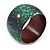 Chunky Wide Green/ Black Marble Effect Wood Bangle Bracelet - 20cm L/ Large