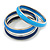 Set Of 3 Blue Enamel Slip-On Bangle Bracelets In Silver Tone Metal - 20cm L - view 3