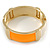 Orange/ Off White Enamel Oval Hinged Bangle Bracelet In Gold Tone Metal - 18cm L - view 5