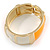 Orange/ Off White Enamel Oval Hinged Bangle Bracelet In Gold Tone Metal - 18cm L - view 6