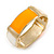 Orange/ Off White Enamel Oval Hinged Bangle Bracelet In Gold Tone Metal - 18cm L - view 3