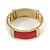 Red/ Off White Enamel Oval Hinged Bangle Bracelet In Gold Tone Metal - 18cm L - view 3
