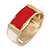 Red/ Off White Enamel Oval Hinged Bangle Bracelet In Gold Tone Metal - 18cm L - view 4
