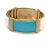 Light Blue/ Off White Enamel Oval Hinged Bangle Bracelet In Gold Tone Metal - 18cm L - view 6
