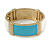 Light Blue/ Off White Enamel Oval Hinged Bangle Bracelet In Gold Tone Metal - 18cm L - view 7