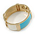 Light Blue/ Off White Enamel Oval Hinged Bangle Bracelet In Gold Tone Metal - 18cm L - view 5