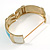 Light Blue/ Off White Enamel Oval Hinged Bangle Bracelet In Gold Tone Metal - 18cm L - view 4