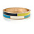 Blue/ White/ Lemon Enamel Oval Hinged Bangle Bracelet In Gold Tone Metal - 20cm L - view 3