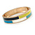 Blue/ White/ Lemon Enamel Oval Hinged Bangle Bracelet In Gold Tone Metal - 20cm L - view 6