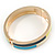 Blue/ White/ Lemon Enamel Oval Hinged Bangle Bracelet In Gold Tone Metal - 20cm L - view 5
