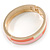 Pink/ White/ Coral Enamel Oval Hinged Bangle Bracelet In Gold Tone Metal - 20cm L - view 5