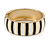 Black/ White Enamel Stripy Hinged Bangle Bracelet In Gold Tone Metal - 18cm L - view 3