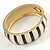 Black/ White Enamel Stripy Hinged Bangle Bracelet In Gold Tone Metal - 18cm L - view 4