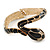 Black Enamel Crystal Snake Hinged Bangle Bracelet In Gold Tone Metal - 18cm L - view 3