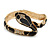 Black Enamel Crystal Snake Hinged Bangle Bracelet In Gold Tone Metal - 18cm L - view 4