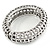 Vintage Inspired 'Basket-Work' Effect Chunky Hinged Oval Bangle Bracelet In Antique Silver Tone - 19cm L - view 3