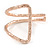 Geometric Open Hammered Cuff Bangle Bracelet In Rose Gold Tone - 20cm L/ Large - view 4