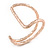 Geometric Open Hammered Cuff Bangle Bracelet In Rose Gold Tone - 20cm L/ Large - view 3