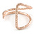 Geometric Open Hammered Cuff Bangle Bracelet In Rose Gold Tone - 20cm L/ Large - view 6